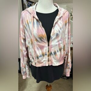 Young, Fabulous & Broke. Pink Tie Dye Long Sleeve Hoodie. Gently used. Size M.